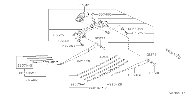 2013 Subaru XV Crosstrek Wiper - Windshilde Diagram 1