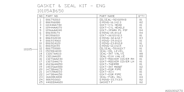 2015 Subaru XV Crosstrek Engine Assembly Diagram 9