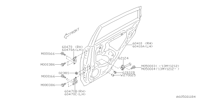 2013 Subaru XV Crosstrek Front Door Panel & Rear Or Slide Door Panel Diagram 3