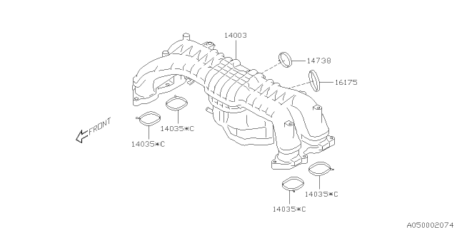 2014 Subaru XV Crosstrek Gasket Intake Manifold Diagram for 14035AA670