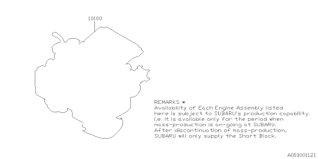 2014 Subaru XV Crosstrek Engine AY/FB20XCZH2A Diagram for 10100BW360