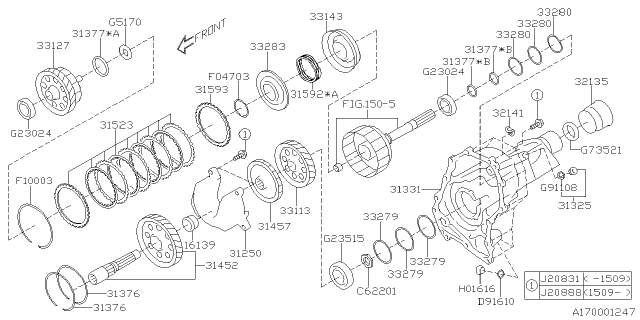 2015 Subaru XV Crosstrek SHIM TRF Driven Gear Diagram for 33280AA060