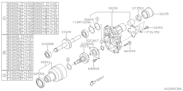 2015 Subaru XV Crosstrek Manual Transmission Transfer & Extension Diagram 1