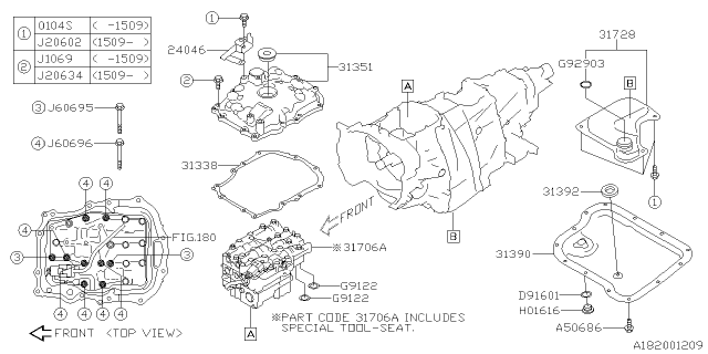 2015 Subaru XV Crosstrek Control Valve Kit Diagram for 31825AA070