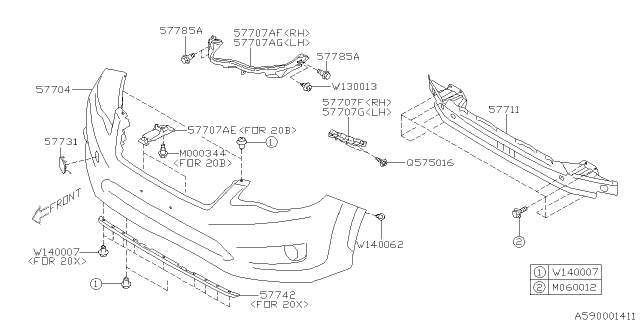 2016 Subaru Crosstrek Front Bumper Diagram 1