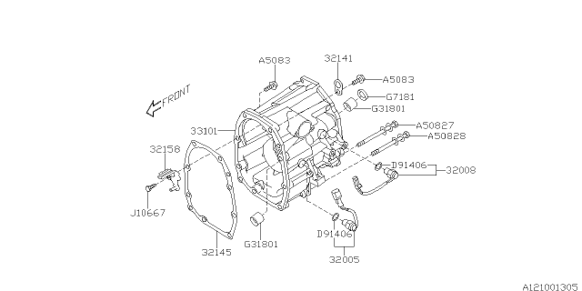 2013 Subaru XV Crosstrek Manual Transmission Transfer & Extension Diagram 2