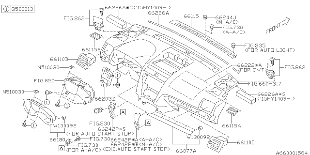 2014 Subaru XV Crosstrek Grille Def Front Diagram for 66115FJ020