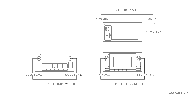 2015 Subaru XV Crosstrek Audio Parts - Radio Diagram 1