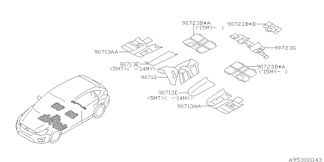 2016 Subaru Crosstrek SILENCER Tunnel Front Diagram for 90712FJ000