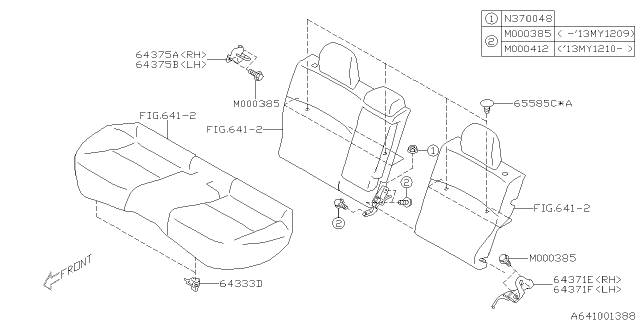 2014 Subaru XV Crosstrek Hinge Assembly LH Diagram for 64371FJ050