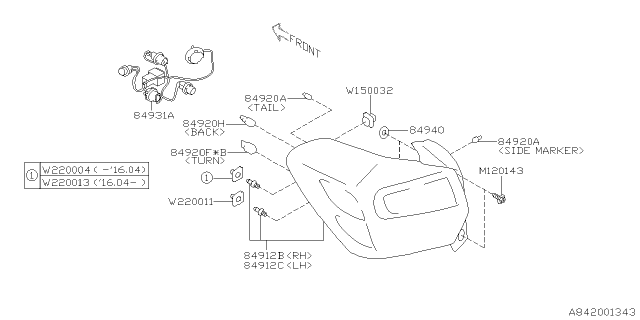 2015 Subaru XV Crosstrek Lamp - Rear Diagram 2