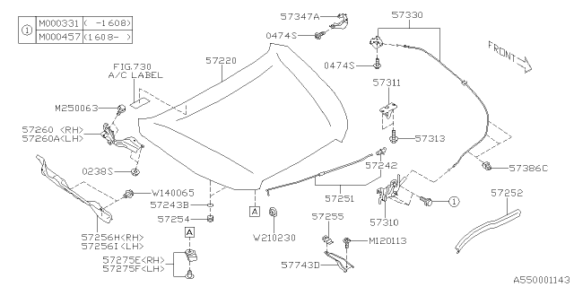 2017 Subaru Crosstrek Front Hood & Front Hood Lock Diagram