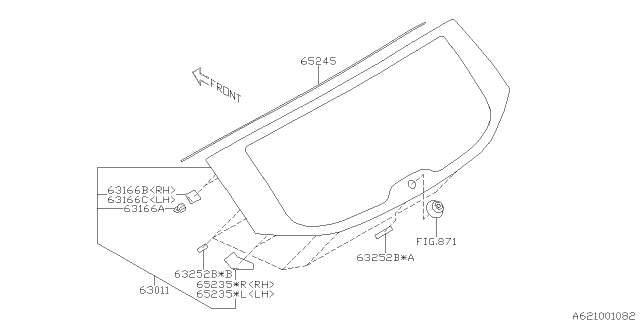 2014 Subaru XV Crosstrek Back Door Glass Diagram