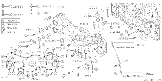 2015 Subaru XV Crosstrek Guide Assembly Oil Level Diagram for 15144AA261