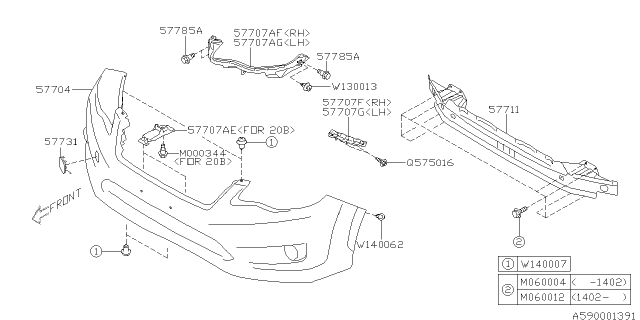2014 Subaru XV Crosstrek Bumper Face Front XUV Diagram for 57704FJ010