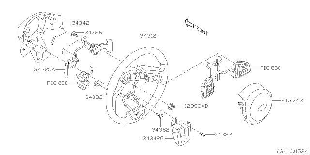 2015 Subaru XV Crosstrek Leather Steering Wheel Diagram for 34312SG011VH