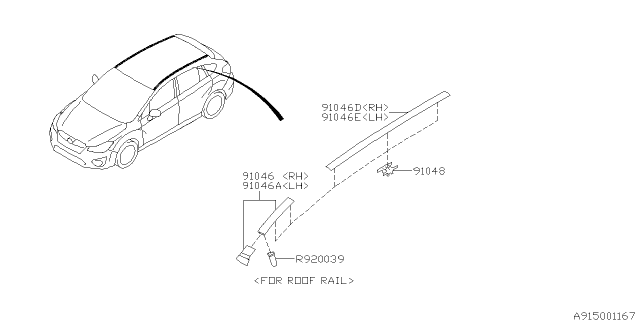 2013 Subaru XV Crosstrek Molding Diagram 2