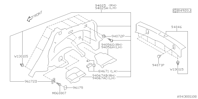 2015 Subaru XV Crosstrek Trunk Room Trim Diagram 2