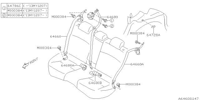 2016 Subaru Crosstrek Rear Seat Belt Diagram