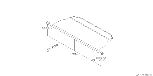 2014 Subaru XV Crosstrek Tonneau Cover Diagram