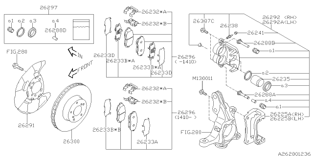 2015 Subaru XV Crosstrek Pad Clip A Diagram for 26232FJ000