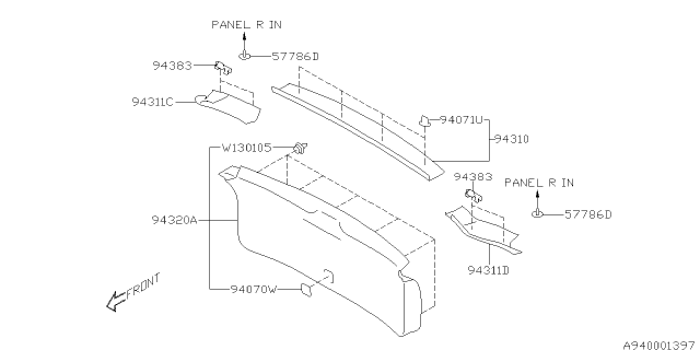 2016 Subaru Crosstrek Trim Panel Assembly Rear GSDR Diagram for 94330FJ000VH