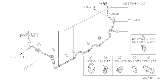 2016 Subaru Crosstrek Clamp Center C Diagram for 42037FJ340