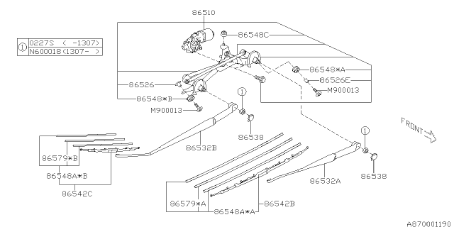 2014 Subaru XV Crosstrek Wiper - Windshilde Diagram 1