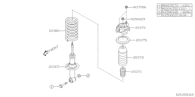 2016 Subaru Crosstrek Shock ABSORBER Complete RHEV Diagram for 20365FJ090