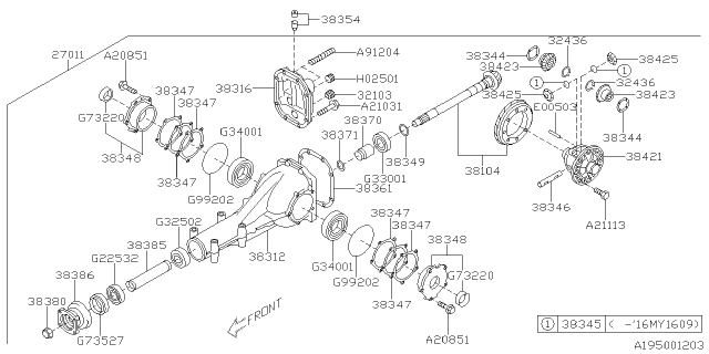 2015 Subaru XV Crosstrek Differential - Individual Diagram 1