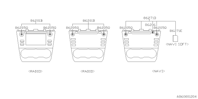 2016 Subaru Crosstrek Radio Assembly Diagram for 86201FJ790