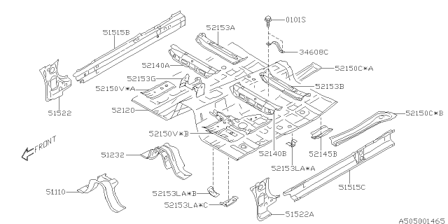 2015 Subaru XV Crosstrek Cross Member Fl C Complete Diagram for 52140FJ0609P