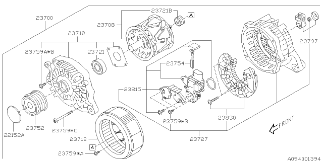 2017 Subaru Crosstrek PULLEY ALTERNATOR Diagram for 23752AA150