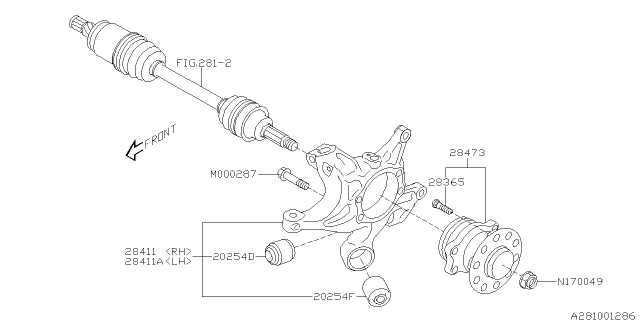 2014 Subaru XV Crosstrek Housing Assembly Rear RH Diagram for 28411FJ021