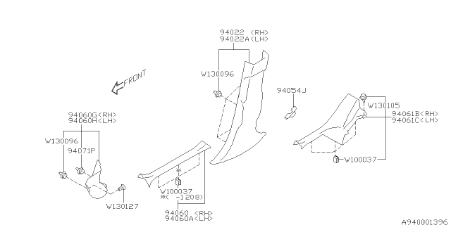 2014 Subaru XV Crosstrek Inner Trim Diagram 1