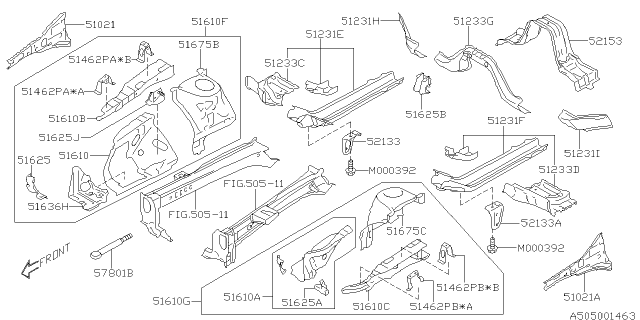 2014 Subaru XV Crosstrek Cross Member Fl Front Complete Diagram for 51242FJ0009P