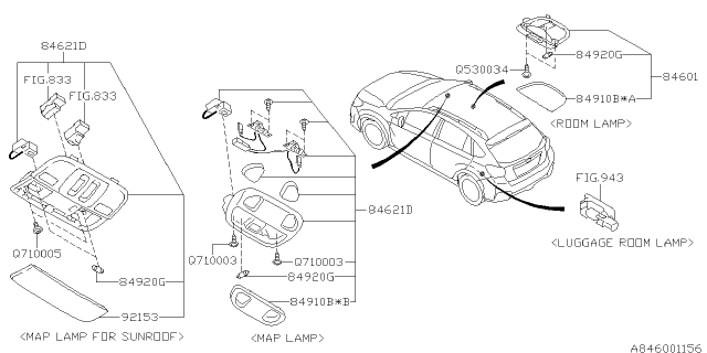 2014 Subaru XV Crosstrek Lamp - Room Diagram