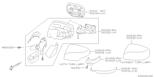 2014 Subaru XV Crosstrek Cover Cap Out MIRRH Diagram for 91054AJ200EN