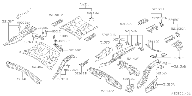 2014 Subaru XV Crosstrek Cross Member B Complete Diagram for 52140FJ0419P