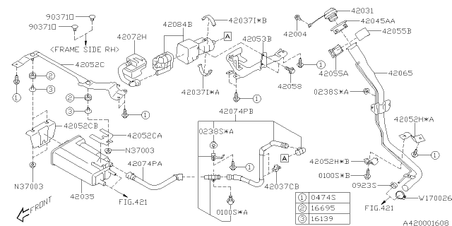 2014 Subaru XV Crosstrek Clamp Diagram for 42037FJ180