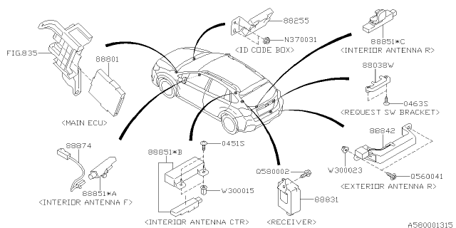 2015 Subaru XV Crosstrek Key Kit & Key Lock Diagram 6