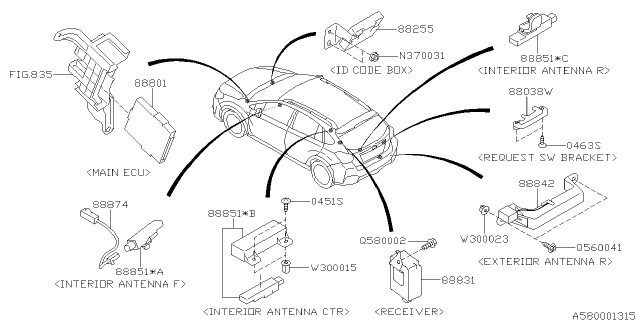 2013 Subaru XV Crosstrek Key Kit & Key Lock Diagram 4