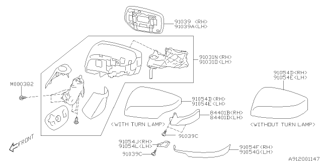 2015 Subaru XV Crosstrek Cover Cap Out MIRLH Diagram for 91054VA010F4