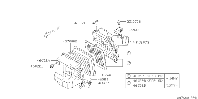 2016 Subaru Crosstrek Air Cleaner & Element Diagram 1