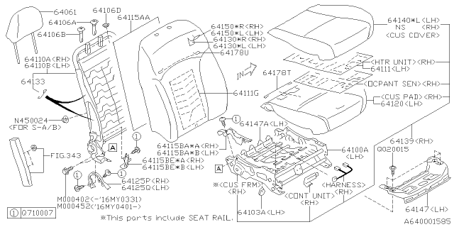 2014 Subaru XV Crosstrek Cushion Assembly OCPANTRH Diagram for 64139FJ093WJ