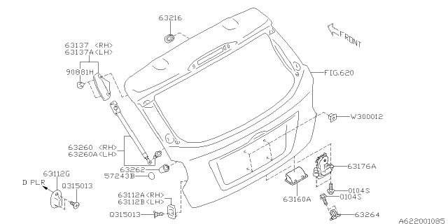 2016 Subaru Crosstrek Rear Gate Stay Assembly, Right Diagram for 63269FJ121