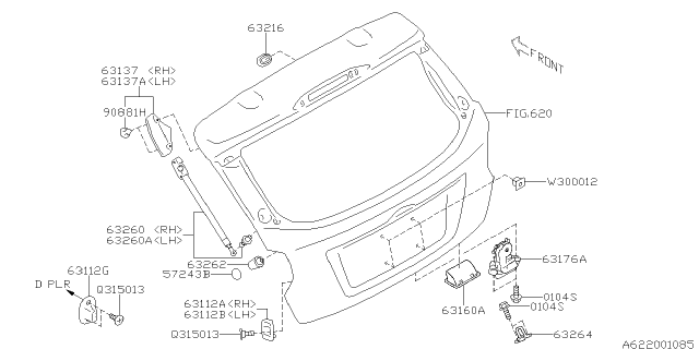 2014 Subaru XV Crosstrek Back Door Parts Diagram