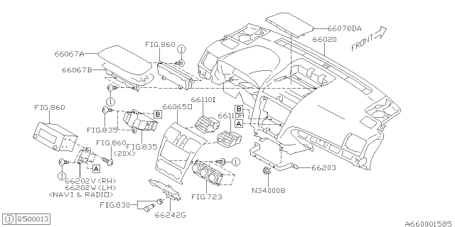 2015 Subaru XV Crosstrek Instrument Panel Diagram 1