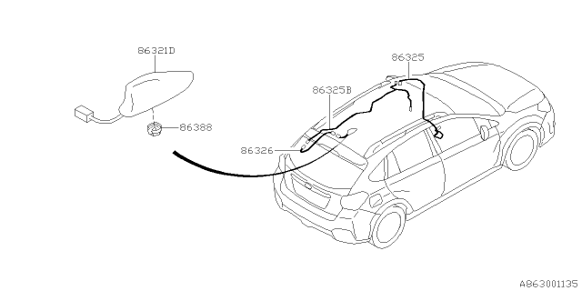 2017 Subaru Crosstrek Antenna Assembly Diagram for 86321FJ200I9