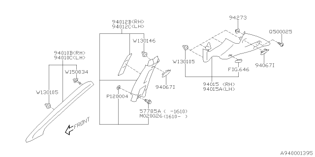 2017 Subaru Crosstrek Trim Panel Assembly D Pillar LH Diagram for 94015FJ050ME